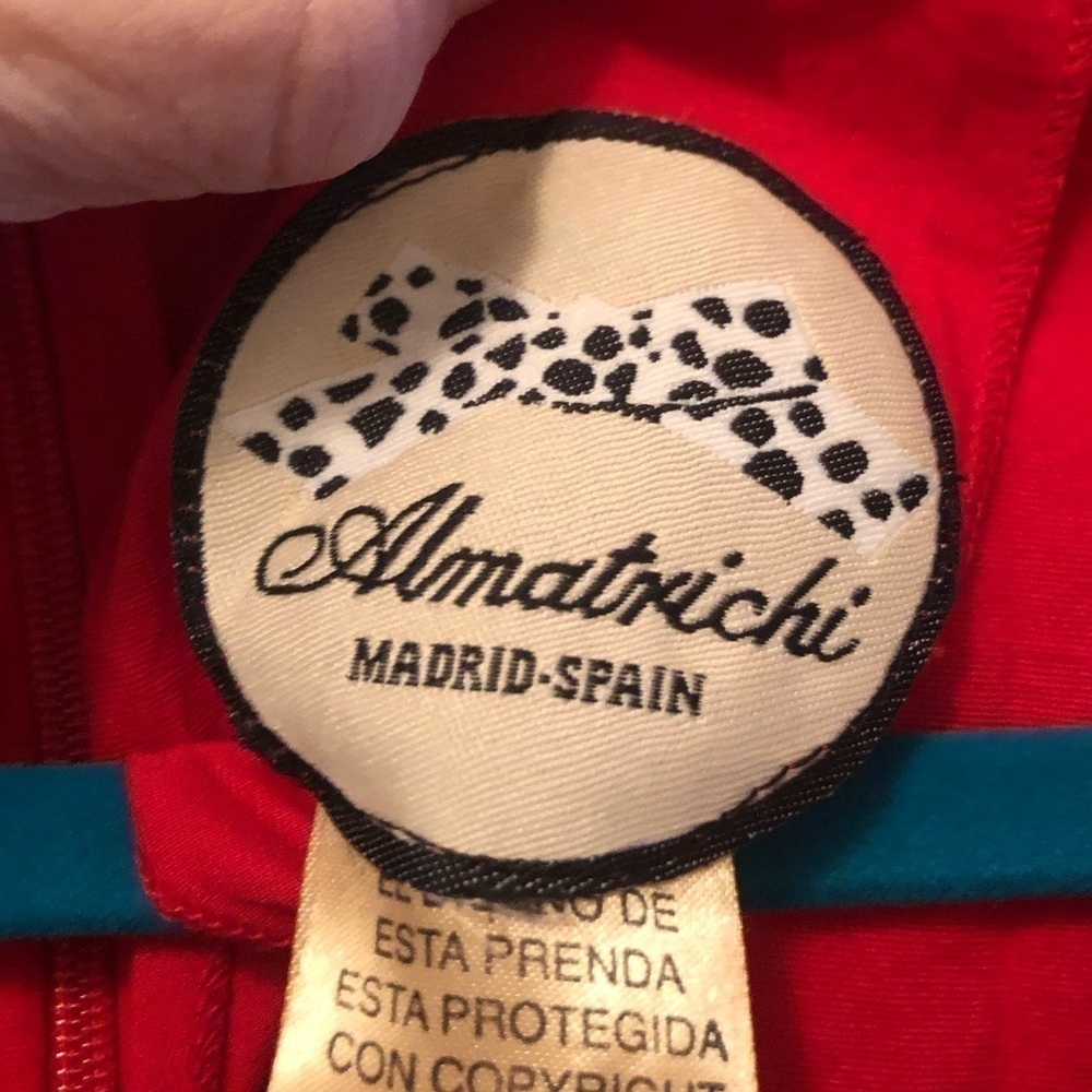🌟NWOT 16 (size 48 Spain) Almatrichi Red Embroidered Sheath Mini Dr… - Picture 4 of 7